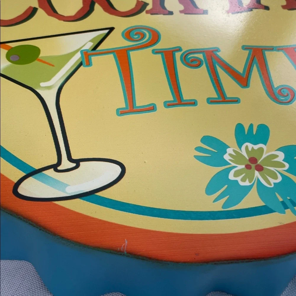 Tin Colorful Cocktail Time Wall Decor